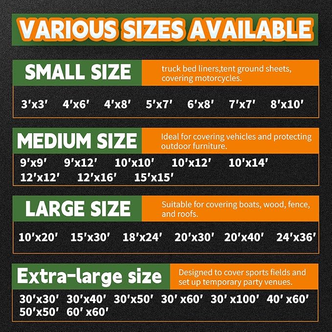 Tarps Heavy Duty Waterproof 15x30 Feet, 10Mil Multipurpose Large Tarp Cover - Image 9