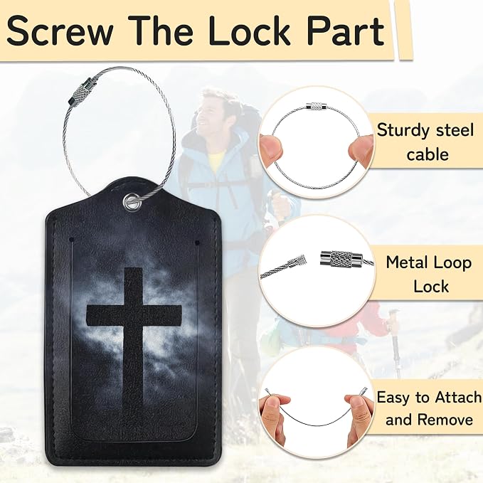 Cross Luggage Tags for Suitcase, 3 Pack Luggage Tag Leather Privacy Cover ID - Image 2