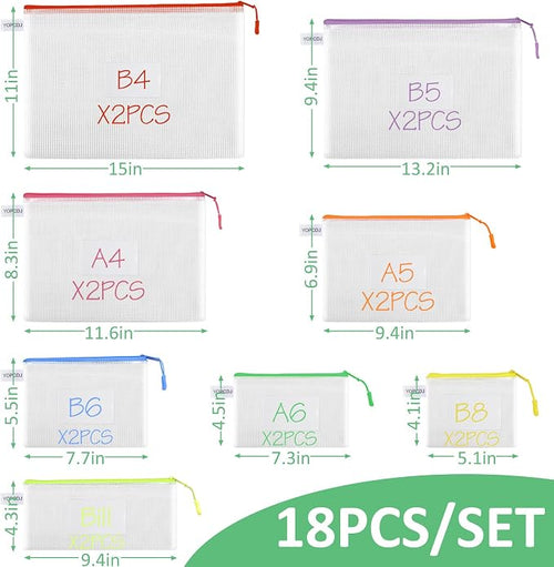18 Pack 8 Size Mesh Zipper Pouch Bags, Waterproof Zipper Bags - Image 2