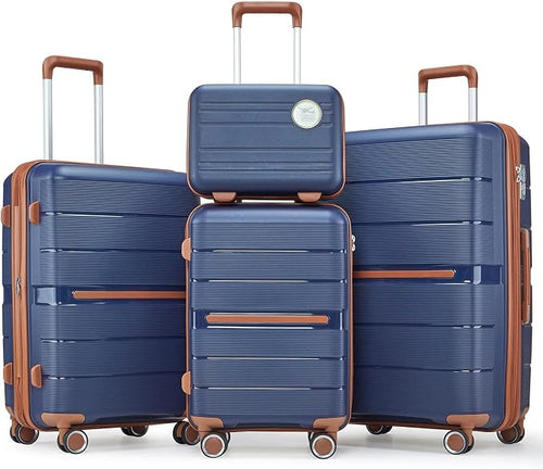 4-Piece Luggage Set with Double Spinner Wheels, Expandable Hardside Suitcases by Unknown