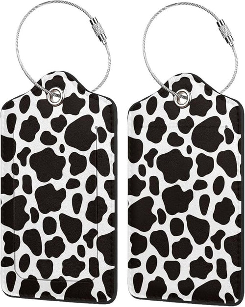 2 Pack Luggage Tags for suitcases Cute Cow Luggage Tag, Leather Stainless Steel by Wvpslak