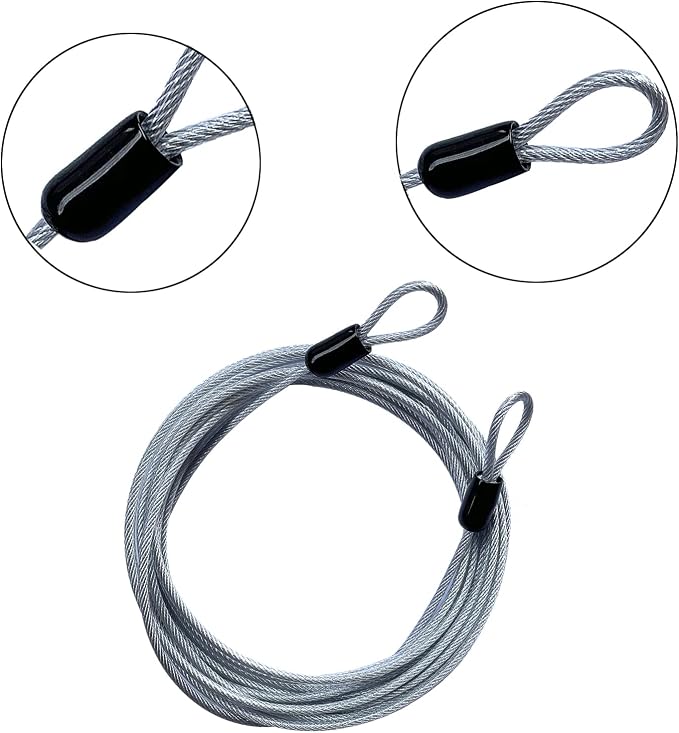 30FT 3mm Outdoor Travel Long Security Cable Lock, Braided Steel Coated Safety - Image 2