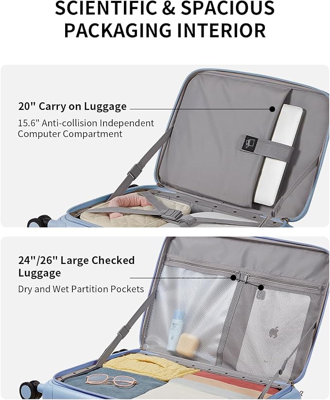 aji Expandable Top Open 24 Inch Checked Luggage - Image 5