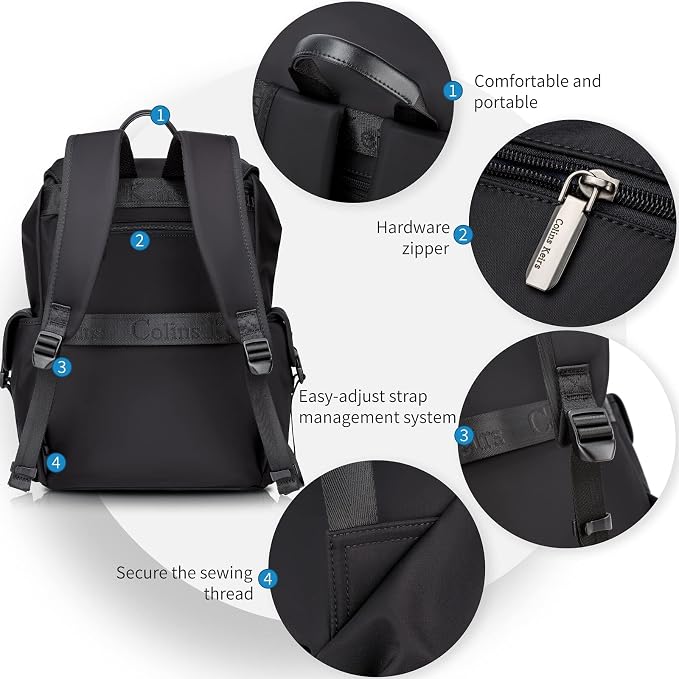 Black backpack for men, 16 inch laptop backpack - Image 4