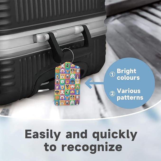 Cute Dog Luggage Tag for Suitcase 2 Pcs Unique Leather Suitcase Tags - Image 4