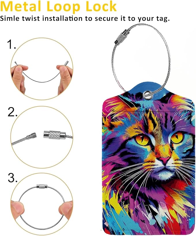 Colorful Cat 2 Pack Luggage Tag - Image 3