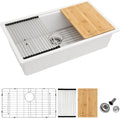 Dcolora 33 Inch White Granite Composite Kitchen Sink Workstation Undermount by Dcolora