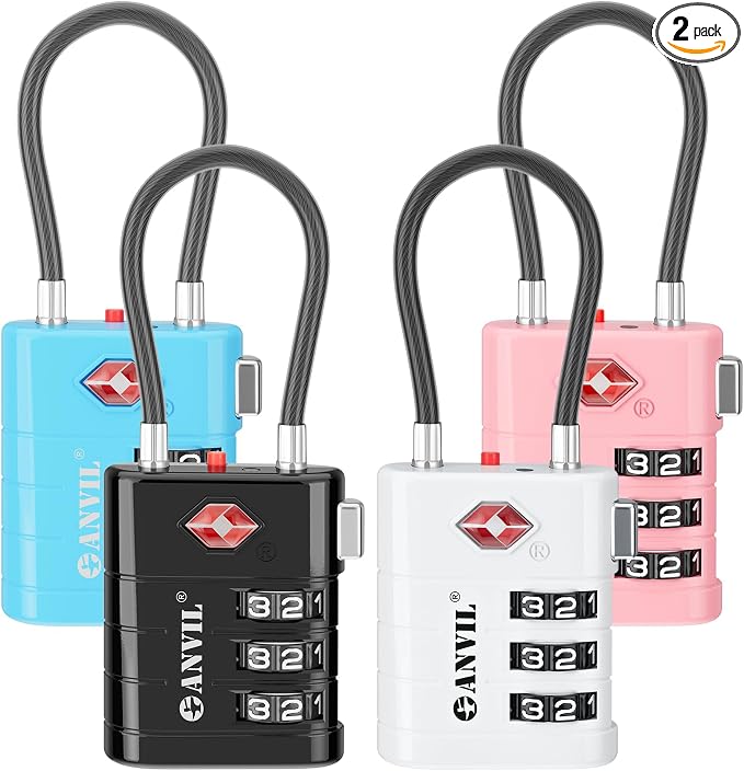 ANVIL TSA Approved Luggage Locks – High Security TSA008 Combination Travel Locks by ANVIL
