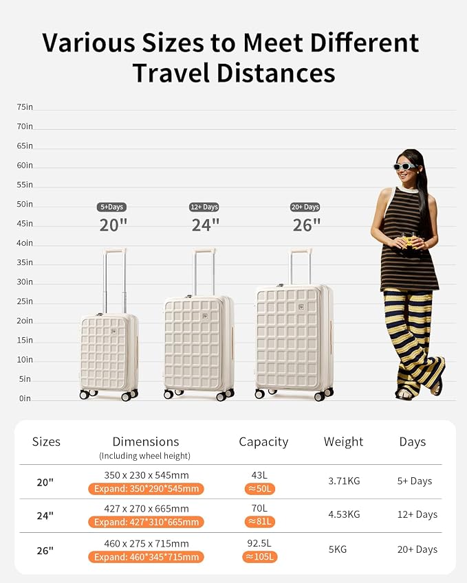 aji Expandable Top Opening 24 Inch Checked Luggage - Image 11