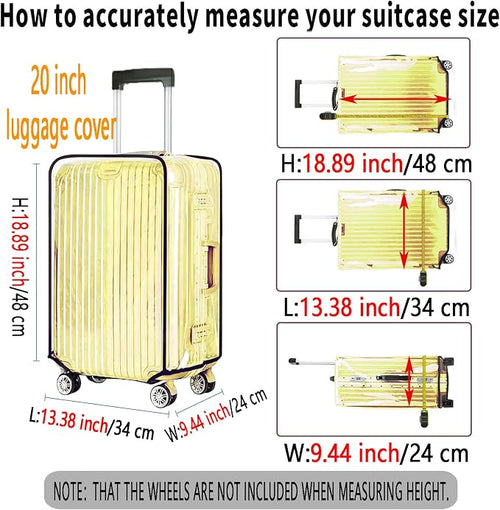 20 Inch Clear PVC Luggage Cover, 0.2mm Thick Lightweight Waterproof, - Image 2