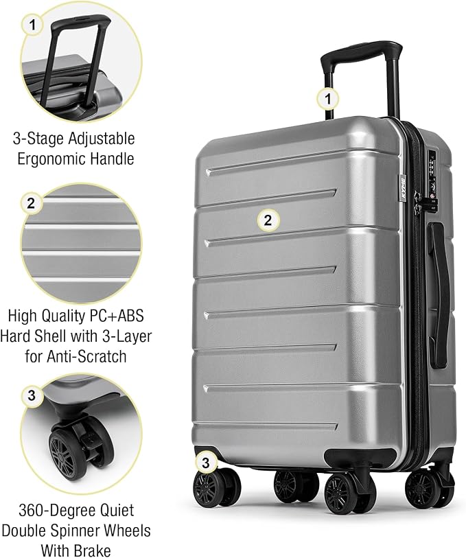 KYME Luggage Sets 2 Piece Hardshell 22"/26" Suitcase - Image 4