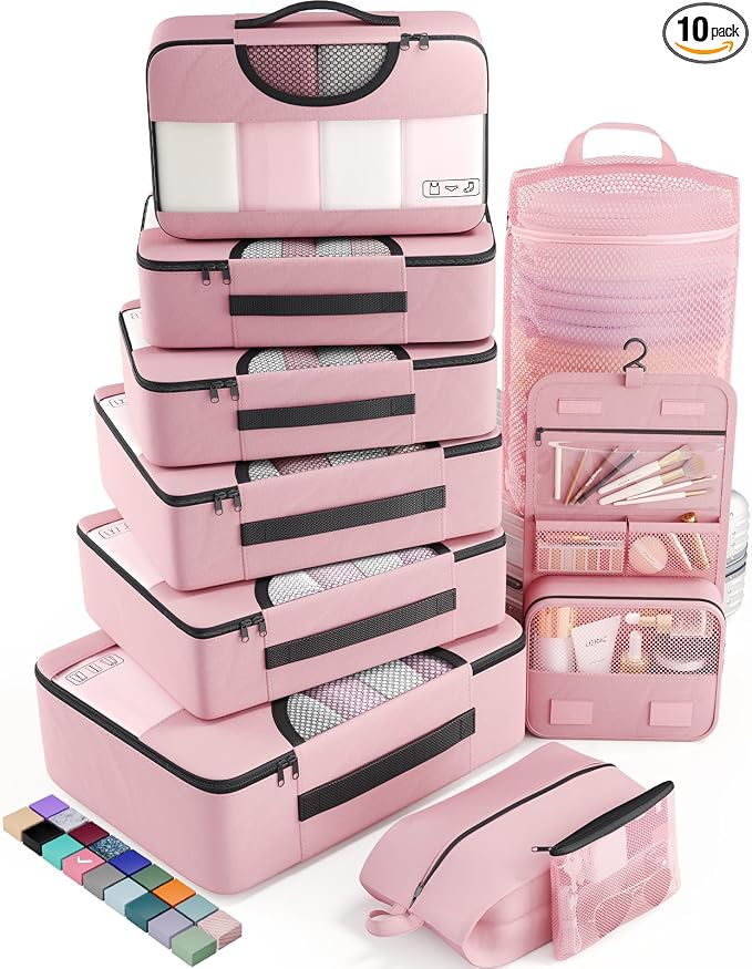 Veken 10 Set Packing Cubes for Travel Essential, Suitcase Organizer Bags in 4 by Veken