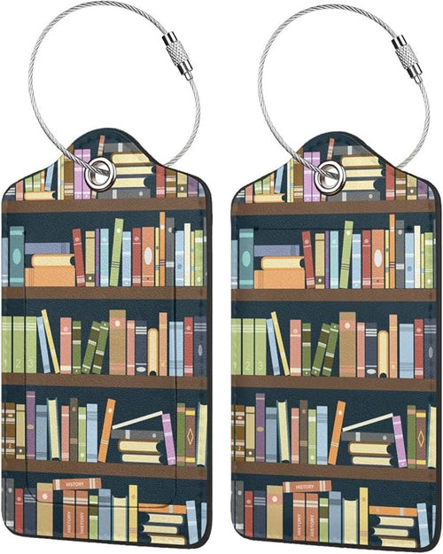 2 Pack Luggage Tags for suitcases Cute Book Luggage Tag, Leather Stainless by Wvpslak