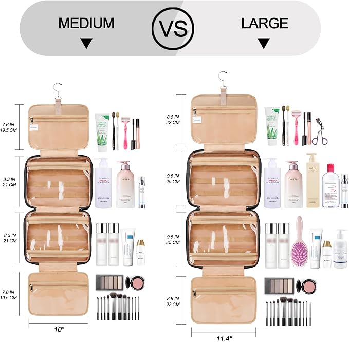 Travel Hanging Toiletry Bag for Women, Large Makeup Bag 8 Leak Proofing - Image 7