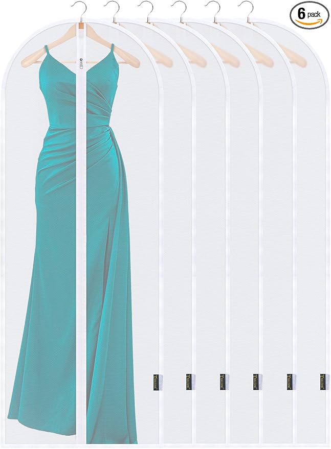 BALEINE 60'' Translucent Garment Bags, 6 Packs PEVA Dress Bag by BALEINE