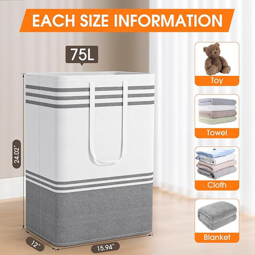 2 Pack Large Laundry Baskets, Laundry Hampers, Freestanding Waterproof - Image 2