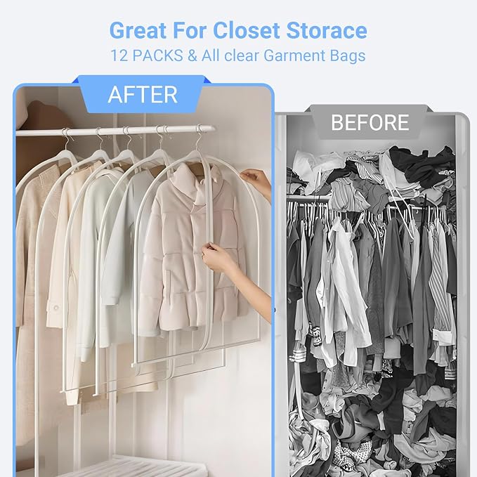 Garment Bags for Hanging Clothes 24'' x 54'' Coat Covers for Closet Foldable - Image 7