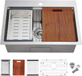 POPFLY 23×18 Inch Drop in Workstation Kitchen Sink, Handmade 18-Gauge 304 by POPFLY