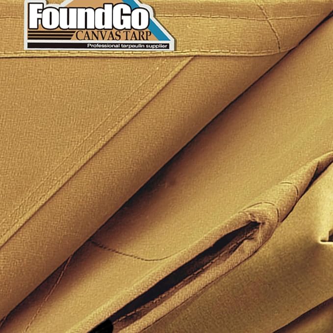 FoundGo 8x10ft Canvas Tarp 22 Mil Tarps 14 oz Canvas Tarpaulin Heavy Duty Cloth - Image 2