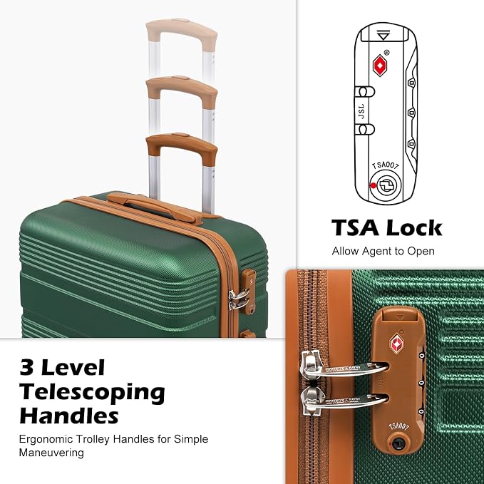 LONG VACATION 3 Piece Carry On Luggage 20 Inch Suitcase - Image 2