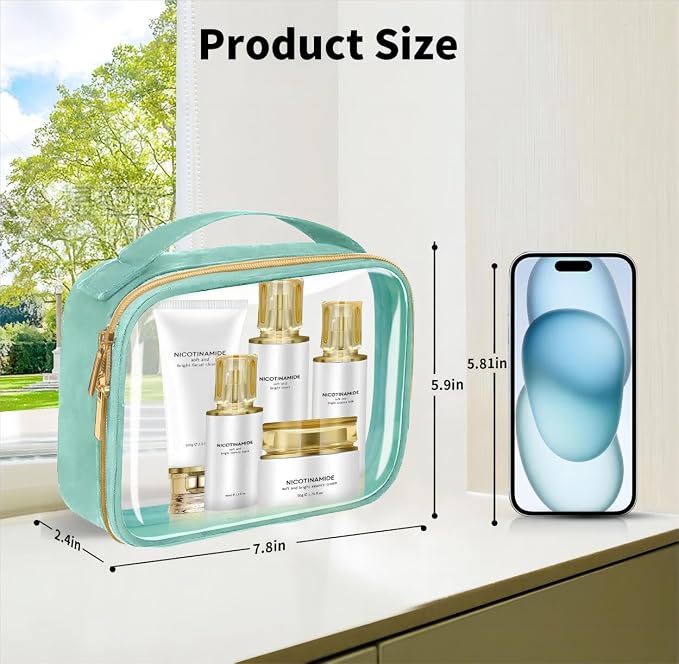TSA Approved Travel Toiletry Bag, 2 Pack Clear Makeup Bags - Image 3
