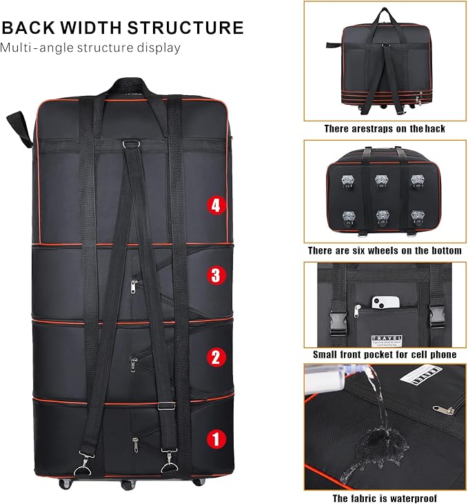 Expandable Large Capacity Travel Bag Oxford Cloth Duffel Bag - Image 6
