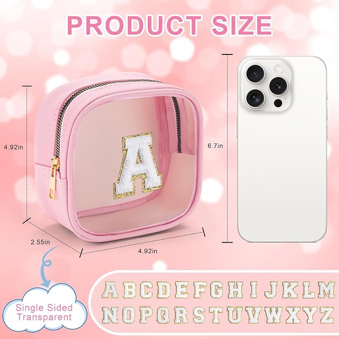 YOOLIFE Small Cosmetic Bag for Purse Mini Makeup Bag for Teacher Cute Clear - Image 3