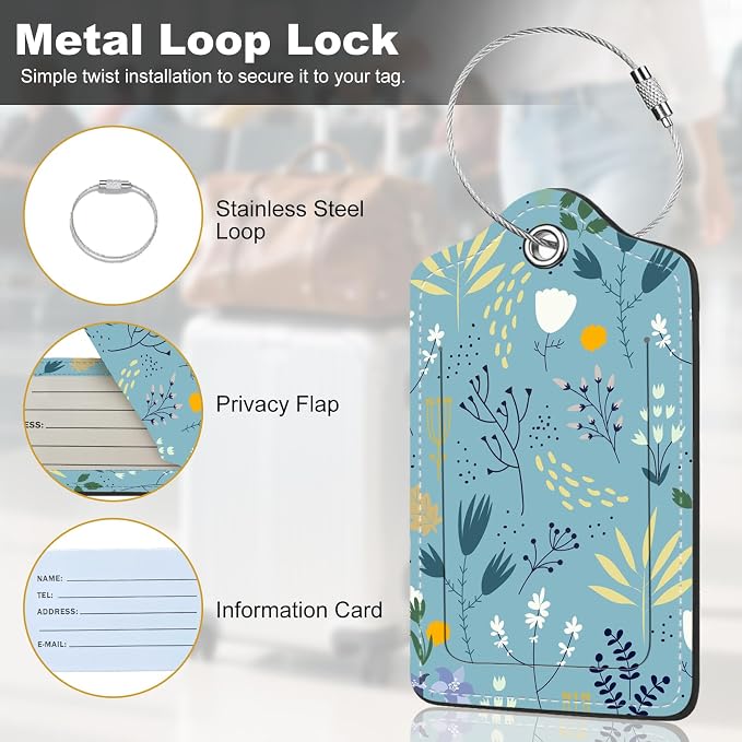 2Pack Luggage Tags for Suitcases, Cute Unique Pu Leather Cruise Luggage Tag - Image 2