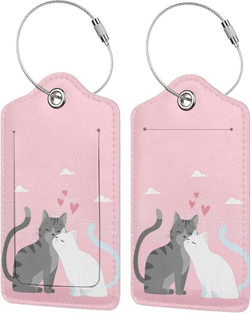 2PC Cats in Love Pattern Luggage Tag by OUZPGAQ
