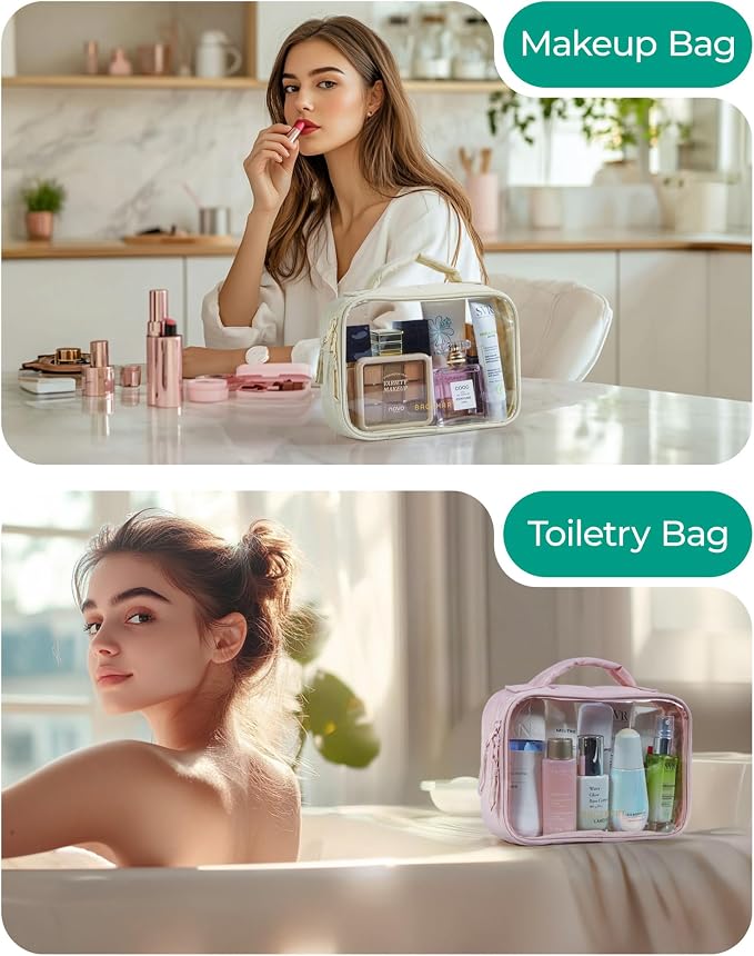 BAGSMART Clear TSA-Approved Toiletry Bag, Large Opening Quart Sized Makeup Bag - Image 6