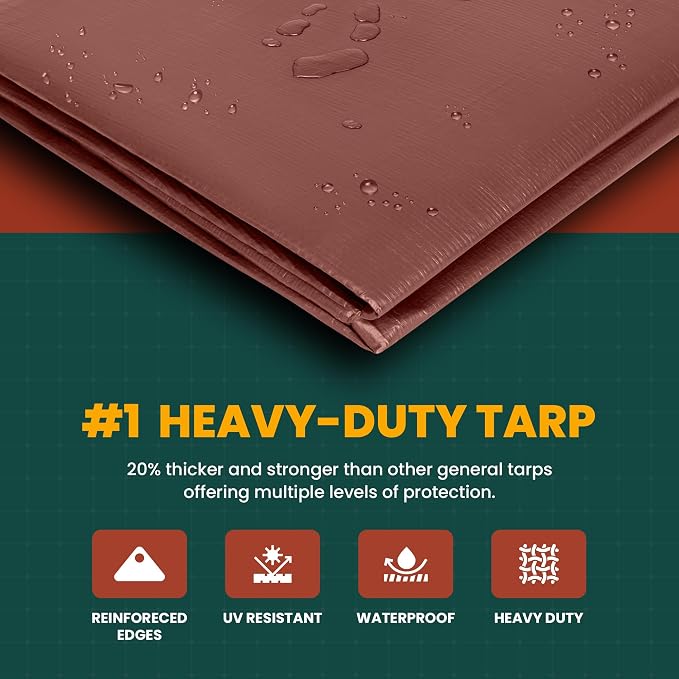 Tarp Cover 10X10 Silver/Black Heavy Duty Thick Material, Waterproof, RV Or Pool - Image 4