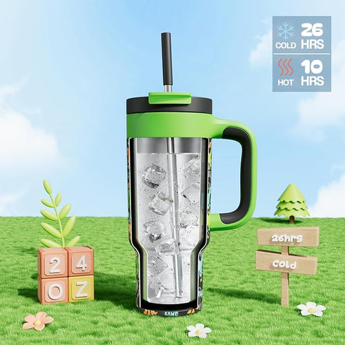 24 oz Kids Tumbler with Straw for Boys: Leakproof, Cold for 26 Hrs, Hot for 10 - Image 2