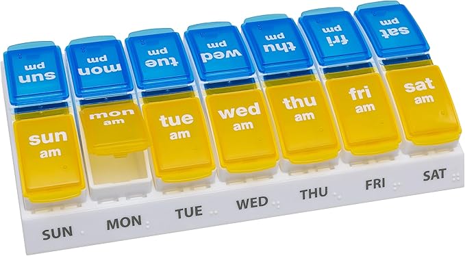 EZY DOSE Weekly AM/PM Pill Organizer, 7-Day Vitamin and Medication Box by EZYDOSE