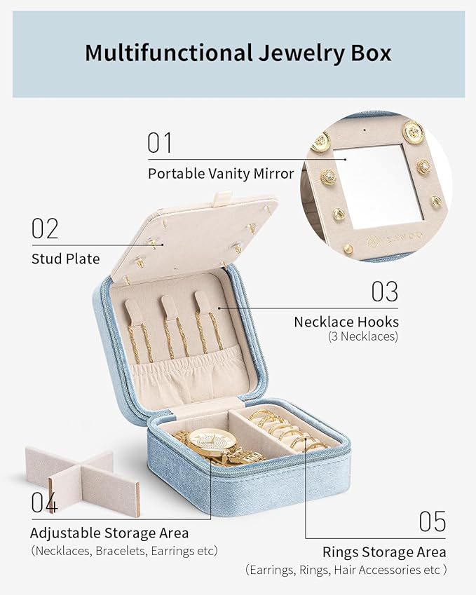 Vlando Travel Essentials for Women Jewelry Box, Travel Accessories for Teen - Image 3
