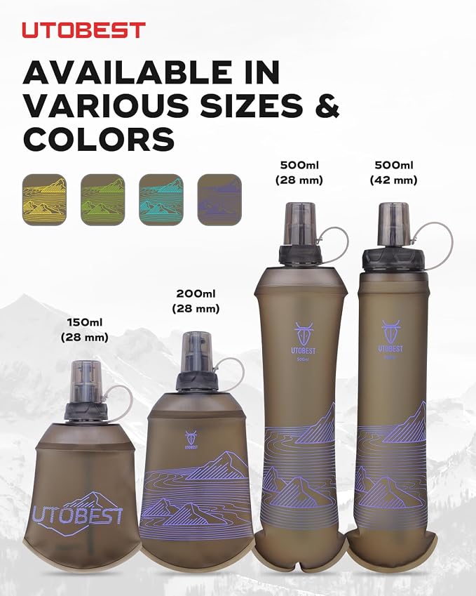 UTOBEST 150ml Soft Flask, 2 Pack Flexible TPU Hydration Water Bottle, - Image 6