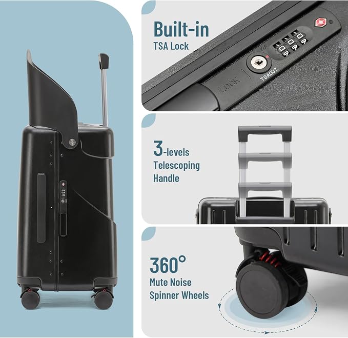 Hardside 22'' Luggage with Seat - Image 3