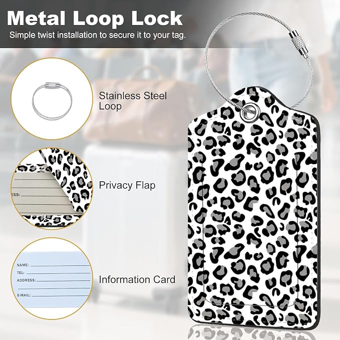 2Pack Luggage Tags for Suitcases, Cute Unique Pu Leather Cruise Luggage Tag - Image 2