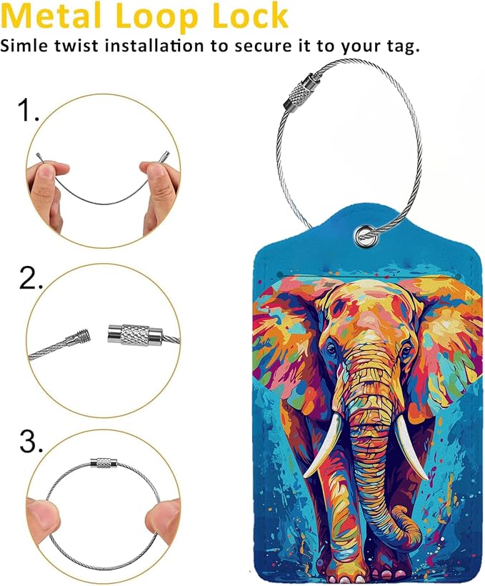 Colorful Elephant 2-Pack Luggage Tags - Image 3