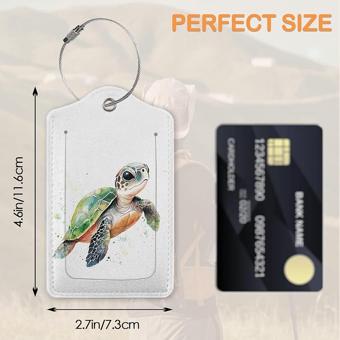 Abstract Colorful Sea Turtle 3 PCS PU Leather Luggage Tags - Image 2