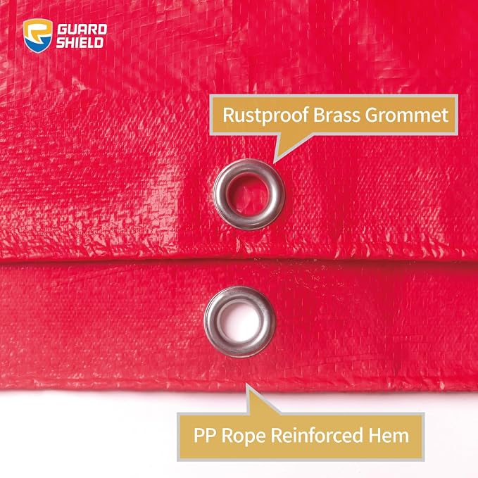 GUARD SHIELD Red Tarp 12x16 Feet Tarps High Visibility Outdoor Poly Cover - Image 3