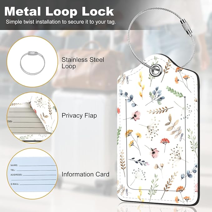 2Pack Luggage Tags for Suitcases, Cute Unique Pu Leather Cruise Luggage Tag - Image 2