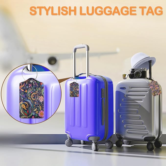 Colorful Boho Floral 3 PCS PU Leather Luggage Tags - Image 5