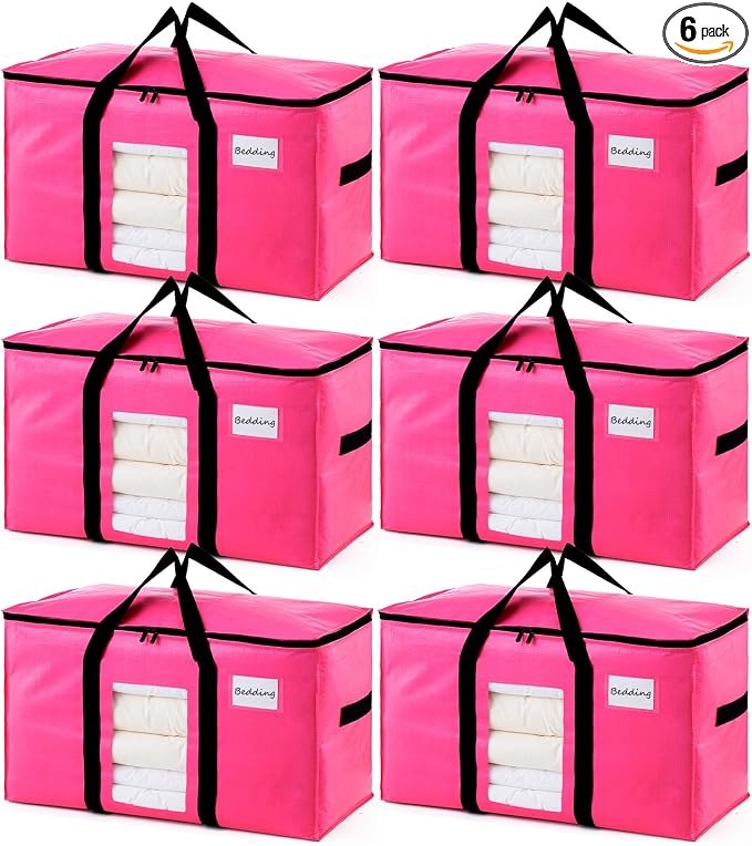 TAILI 6 Pack Pink Extra Large Moving Bags, Heavy Duty Totes by TAILI