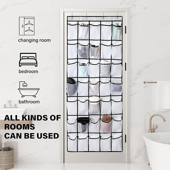 35Large Pockets Over The Door Shoe Organizer, Mesh Pockets Shoe Holder Rack - Image 6