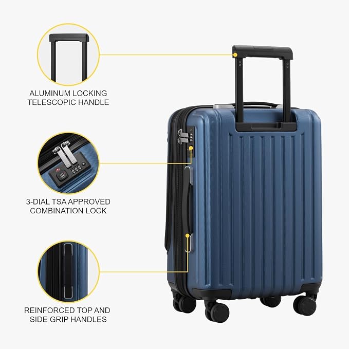 LEVEL8 Grace Carry On Luggage Airline Approved, 20 Inch Expandable Hardside - Image 9