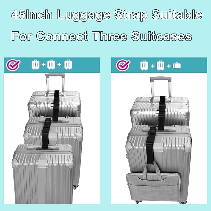 4Pack Luggage Straps Add Bag Straps to Connect Two Suitcases, Adjustable - Image 4