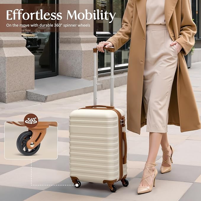 Coolife Suitcase Set 5 Piece Luggage Set Carry On Hardside Luggage - Image 4
