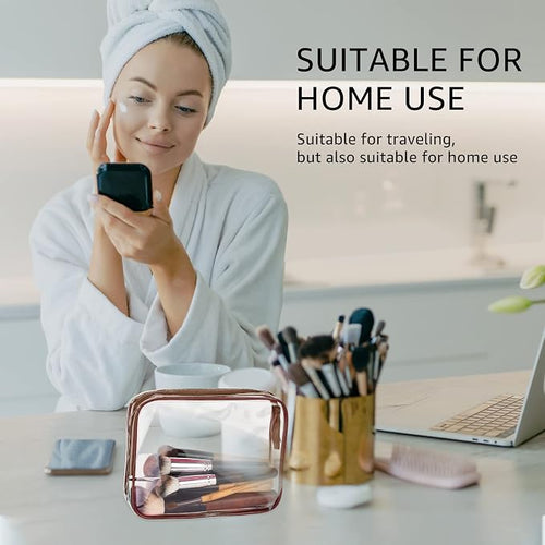 3Pcs Crystal Clear PVC Travel Toiletry Bag Kit - Image 2