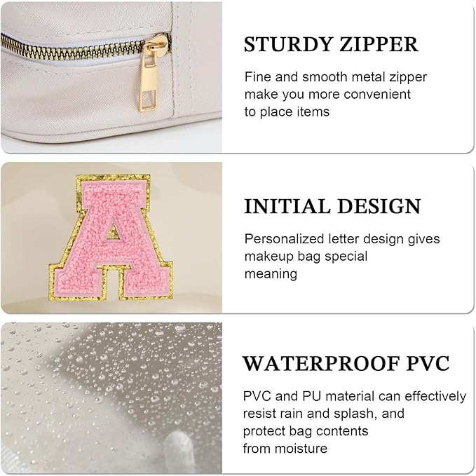 YOOLIFE Initial Makeup Bag Travel Toiletry Bag Clear Makeup Bag Preppy Cosmetic - Image 5