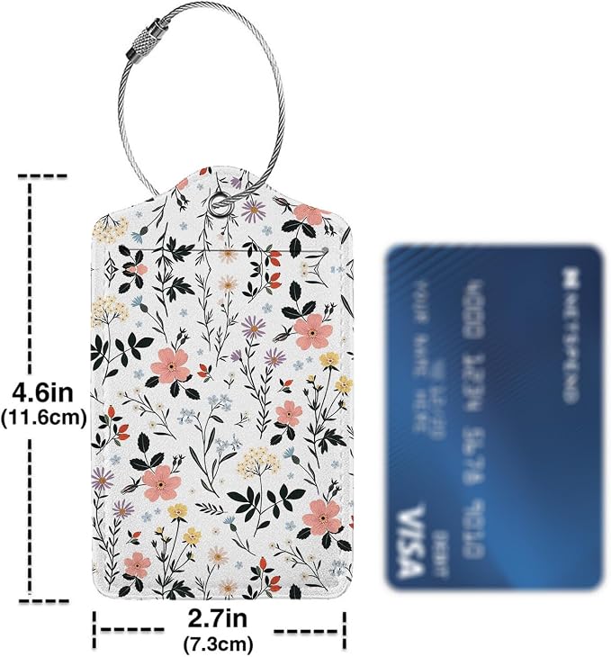 Blooming Flowers Luggage Tags for Suitcases, 2 Pack Luggage Tag, Leather - Image 4